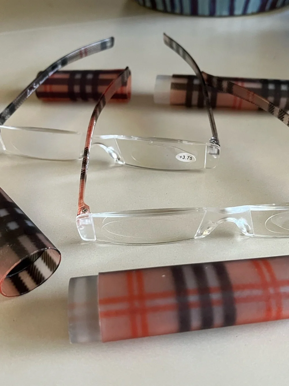 Plaid Reading Glasses - Pink/Brown Plaid
